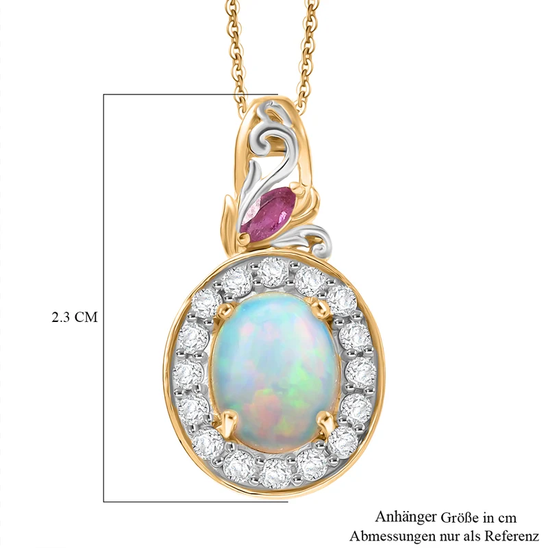 D'Joy Natürlicher, äthiopischer Welo Opal, Afrikanischer Rubin (Fissure gefüllt) Schmuckset ca. 50 cm 925 Silber vergoldet ca. 2.13 ct