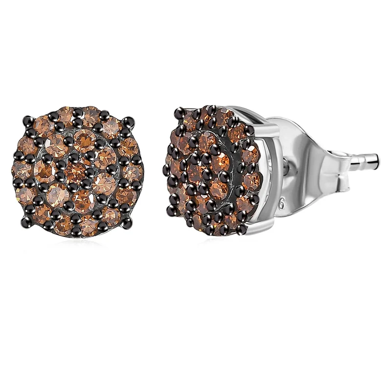 LUXURIANT 0,50 ct. SI rote Labor Diamant Ohrringe, 925 Silber rhodiniert
