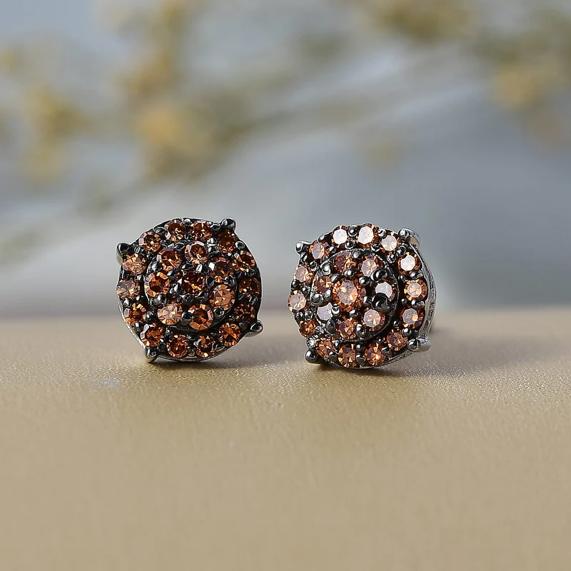 LUXURIANT 0,50 ct. SI rote Labor Diamant Ohrringe, 925 Silber rhodiniert