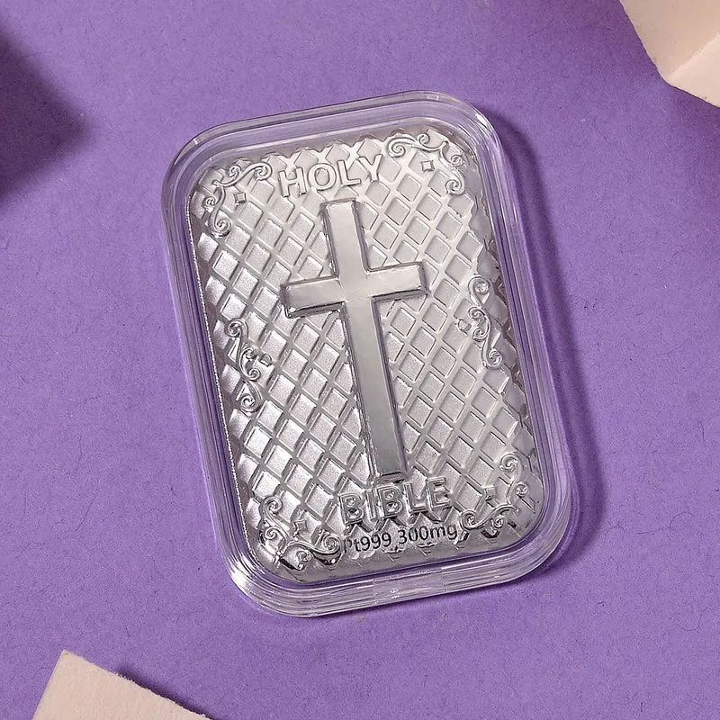 999 Platin-Folie mit Bibel-Motiv, 300mg, 3,1x4,5cm