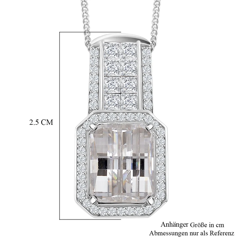 D'Joy Moissanit Anhänger mit Kette, ca. 45 cm 925 Silber Rhodiniert ca. 4,29 ct.