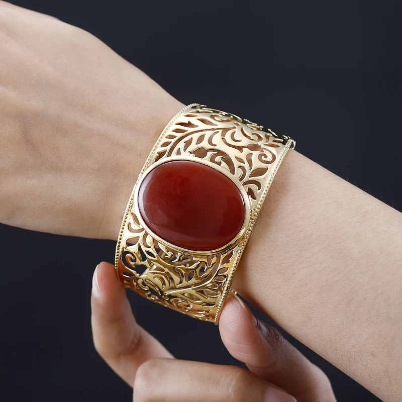 Grüner Onyx Armreif ca. 19 cm, vergoldet, ca. 65.07 ct