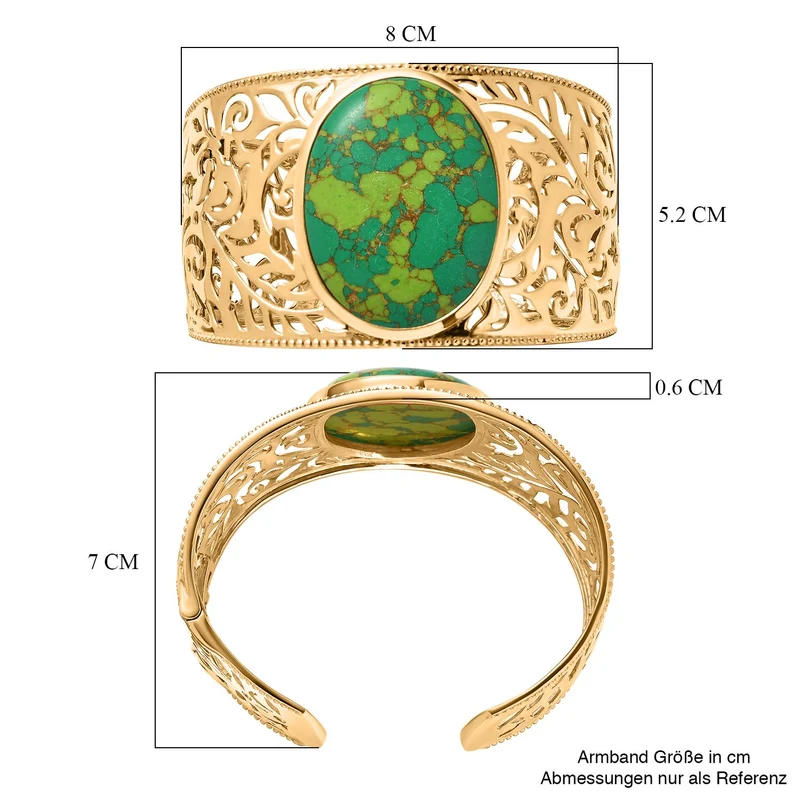 Grüner Onyx Armreif ca. 19 cm, vergoldet, ca. 65.07 ct