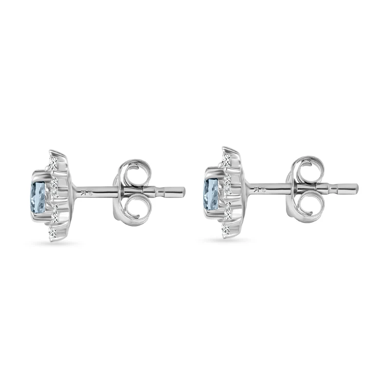Tansanit und weiße Zirkon Ohrstecker, 925 Silber platiniert ca. 1.09 ct