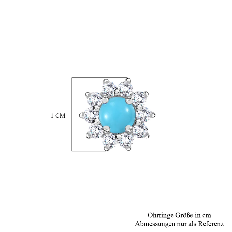 Tansanit und weiße Zirkon Ohrstecker, 925 Silber platiniert ca. 1.09 ct