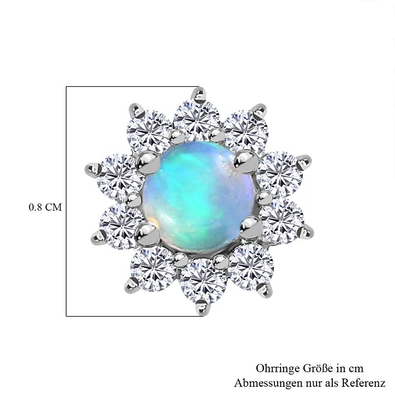Tansanit und weiße Zirkon Ohrstecker, 925 Silber platiniert ca. 1.09 ct