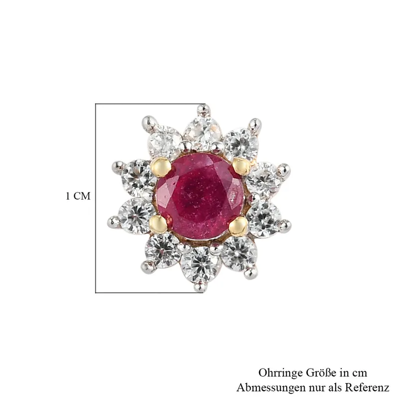 Tansanit und weiße Zirkon Ohrstecker, 925 Silber platiniert ca. 1.09 ct