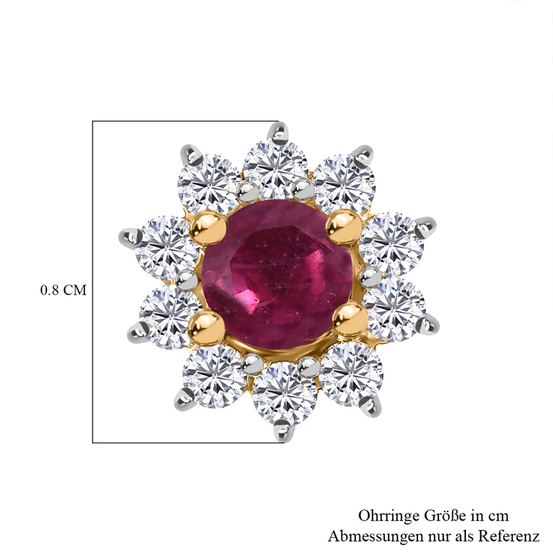 Tansanit und weiße Zirkon Ohrstecker, 925 Silber platiniert ca. 1.09 ct