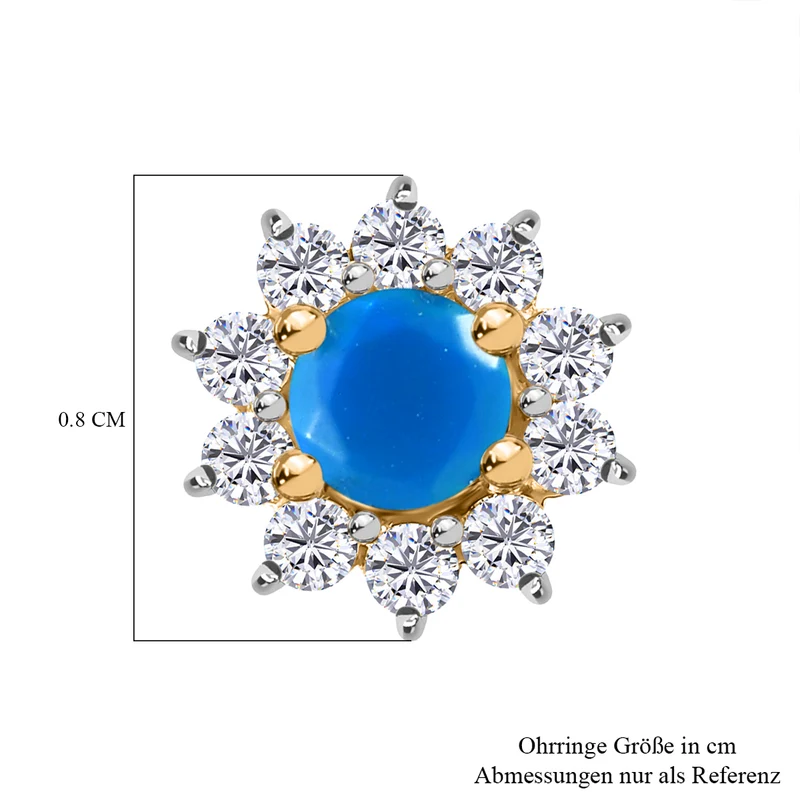 Tansanit und weiße Zirkon Ohrstecker, 925 Silber platiniert ca. 1.09 ct