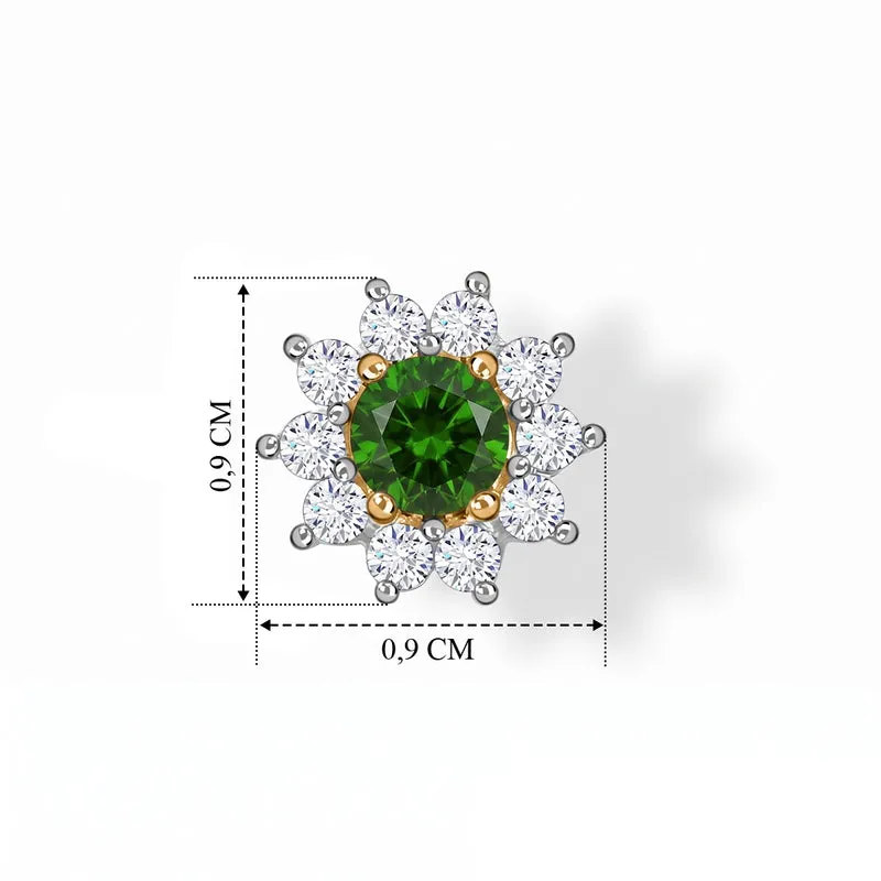 Tansanit und weiße Zirkon Ohrstecker, 925 Silber platiniert ca. 1.09 ct