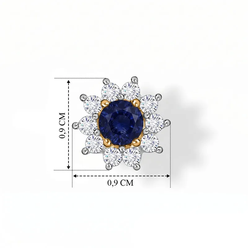 Tansanit und weiße Zirkon Ohrstecker, 925 Silber platiniert ca. 1.09 ct
