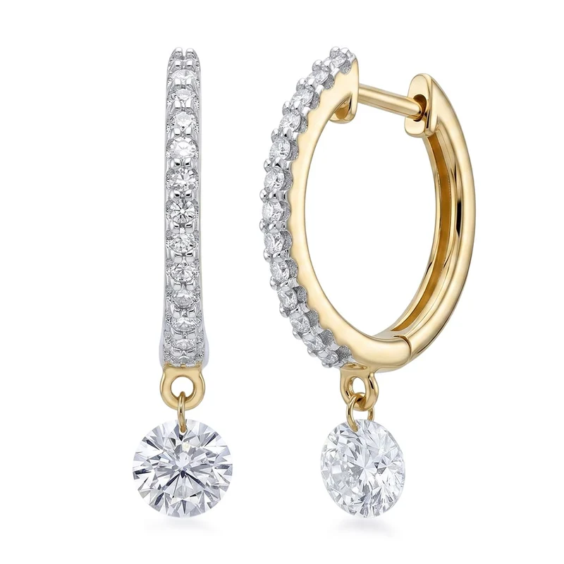 LUXURIANT 1 ct. VS-GH Labor Diamant Ohrringe, 925 Silber 750 Gelbgold Vermeil