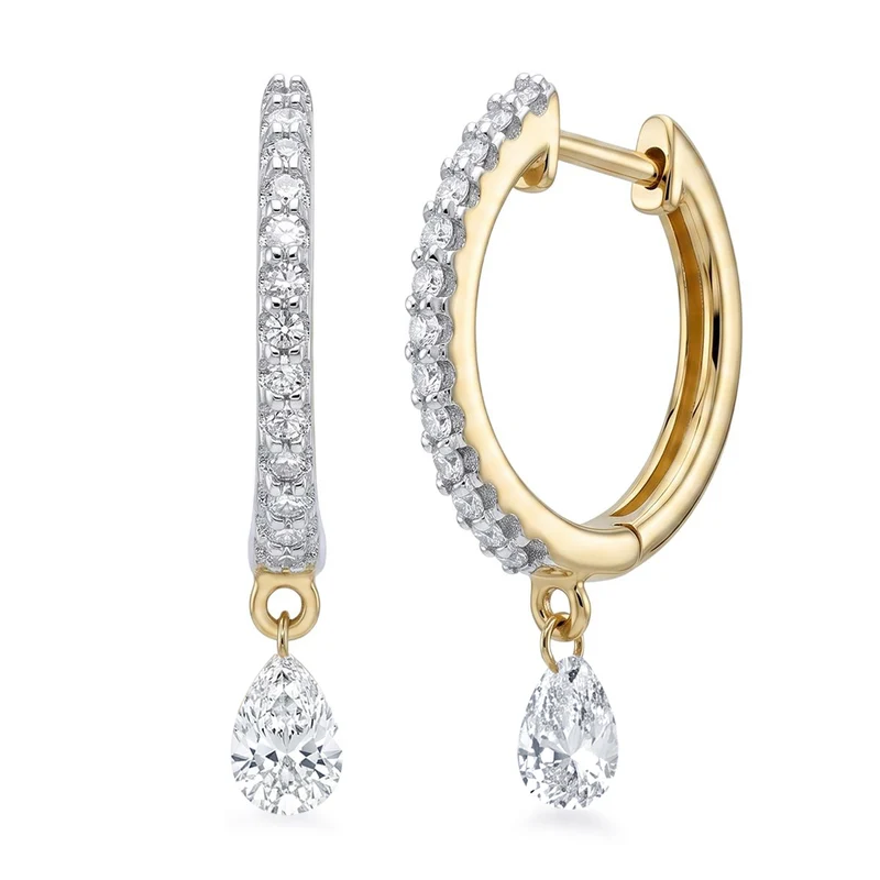 LUXURIANT 1 ct. VS-GH Labor Diamant Ohrringe, 925 Silber 750 Gelbgold Vermeil