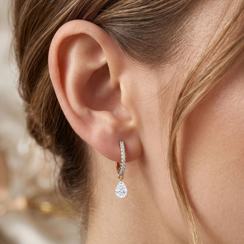 LUXURIANT 1 ct. VS-GH Labor Diamant Ohrringe, 925 Silber 750 Gelbgold Vermeil