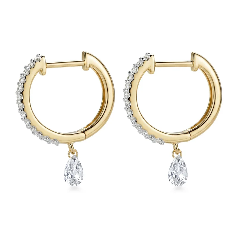 LUXURIANT 1 ct. VS-GH Labor Diamant Ohrringe, 925 Silber 750 Gelbgold Vermeil