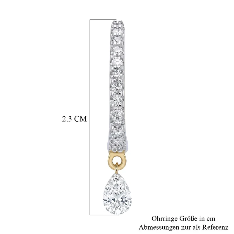 LUXURIANT 1 ct. VS-GH Labor Diamant Ohrringe, 925 Silber 750 Gelbgold Vermeil