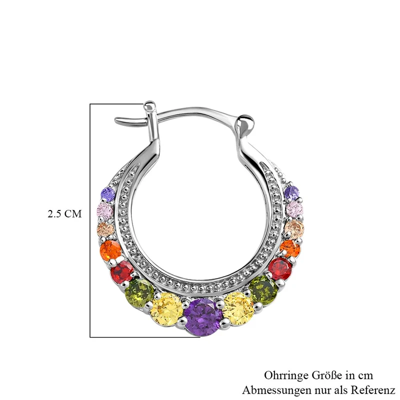 Mehrfarbig, Gelbe Zirkonia Ohrringe, Messing platiniert ca. 4.08 ct