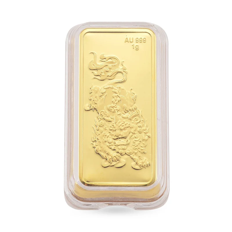 999er Gold-Barren mit Pixiu-Motiv, 1 Gramm, 4x2cm