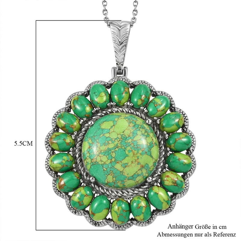 Orange Mohave Türkis Anhänger mit Kette ca. 50 cm, 316L Edelstahl ca. 38.00 ct