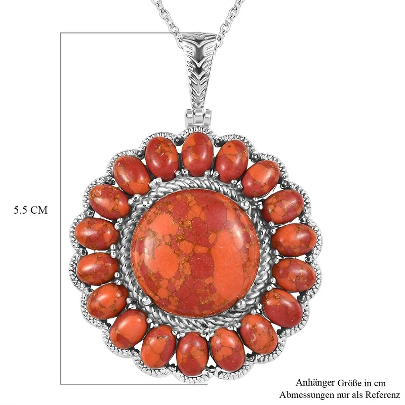 Orange Mohave Türkis Anhänger mit Kette ca. 50 cm, 316L Edelstahl ca. 38.00 ct