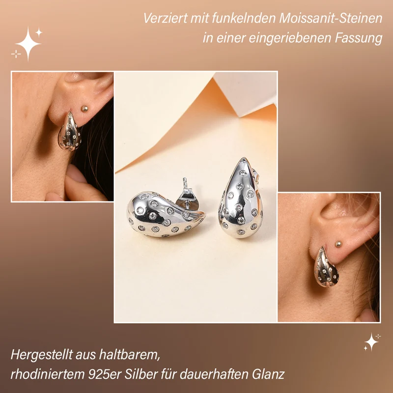 Moissanit Ohrringe 925 Silber rhodiniert ca. 0.96 ct