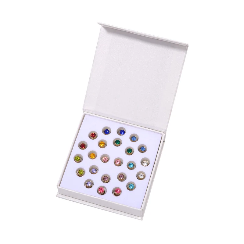12er Set - Mehrfarbige Kristall-facetten-Ohrstecker Schmuckset, goldfarben