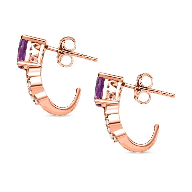 3er Set - D'Joy AA Rose De France Amethyst Ring, Ohrringe, und Anhänger, 925 Silber 750 rosévergoldet (Größe 18.00) ca. 4,74 ct.