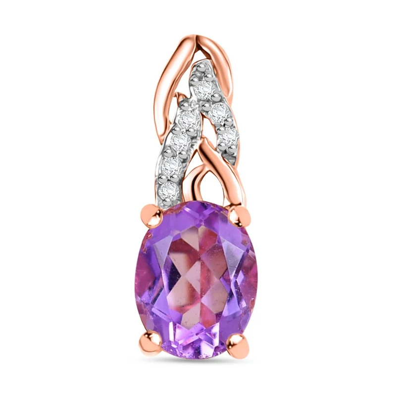 3er Set - D'Joy AA Rose De France Amethyst Ring, Ohrringe, und Anhänger, 925 Silber 750 rosévergoldet (Größe 18.00) ca. 4,74 ct.