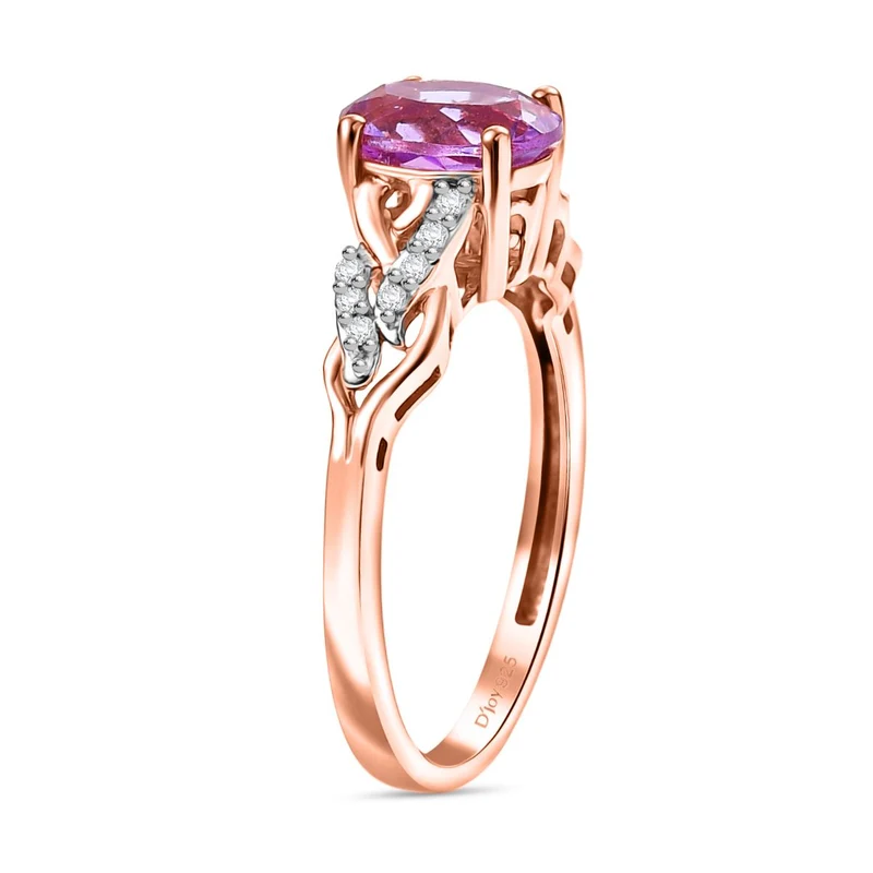 3er Set - D'Joy AA Rose De France Amethyst Ring, Ohrringe, und Anhänger, 925 Silber 750 rosévergoldet (Größe 18.00) ca. 4,74 ct.