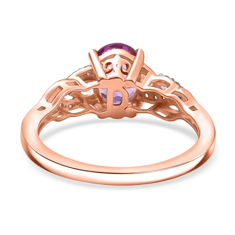 3er Set - D'Joy AA Rose De France Amethyst Ring, Ohrringe, und Anhänger, 925 Silber 750 rosévergoldet (Größe 18.00) ca. 4,74 ct.
