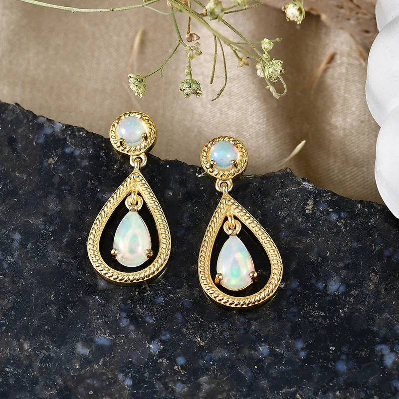 EVER TRUE AA Natürlicher, äthiopischer Welo Opal Ohrringe Reine Bronze Gold ca. 1.56 ct