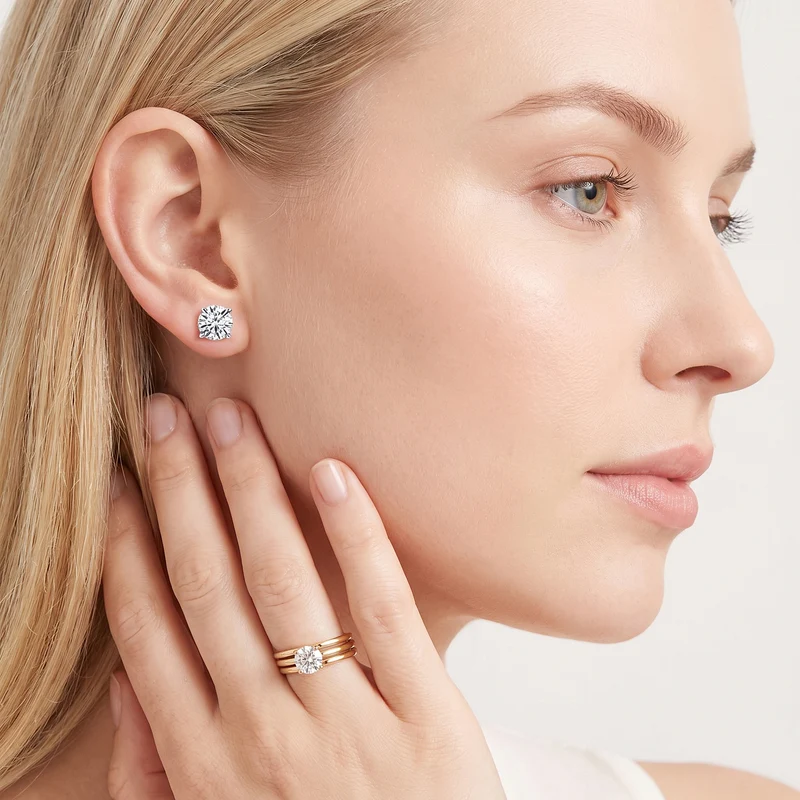LUXURIANT 3 ct. SGL zertifizierte VS-EF Labor Diamant Ohrringe in 585 Weißgold