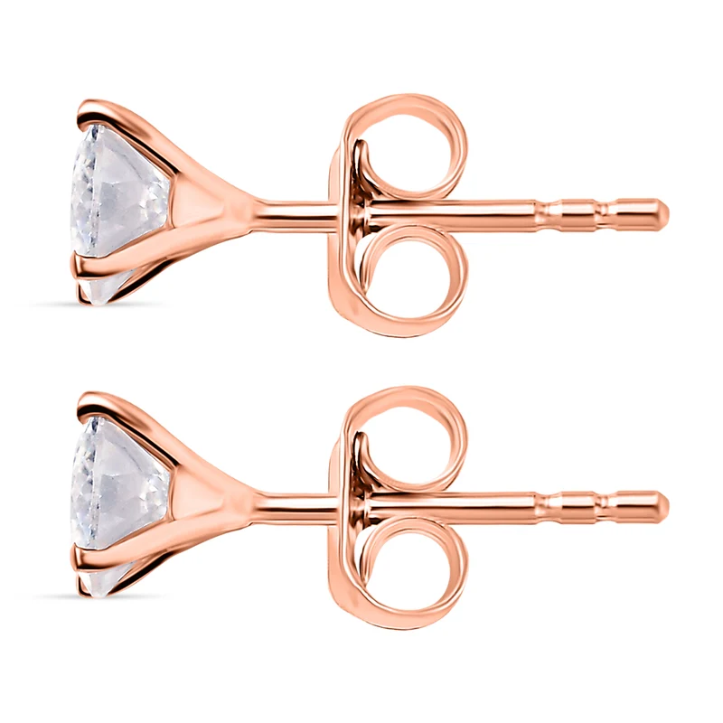 D'Joy 120 Facetten Moissanit Ohrringe 925 Silber rosévergoldet ca. 0.90 ct