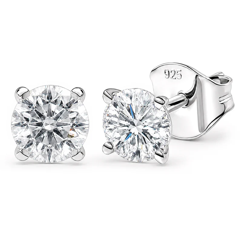 D'Joy 120 Facetten Moissanit Ohrringe 925 Silber platiniert ca. 0.90 ct
