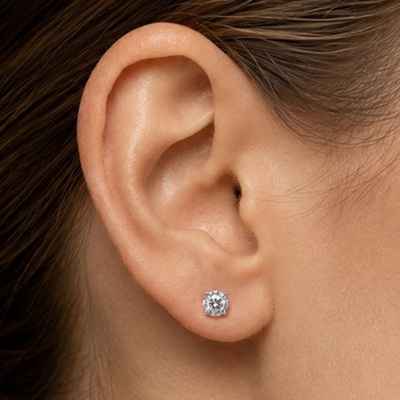 D'Joy 120 Facetten Moissanit Ohrringe 925 Silber platiniert ca. 0.90 ct