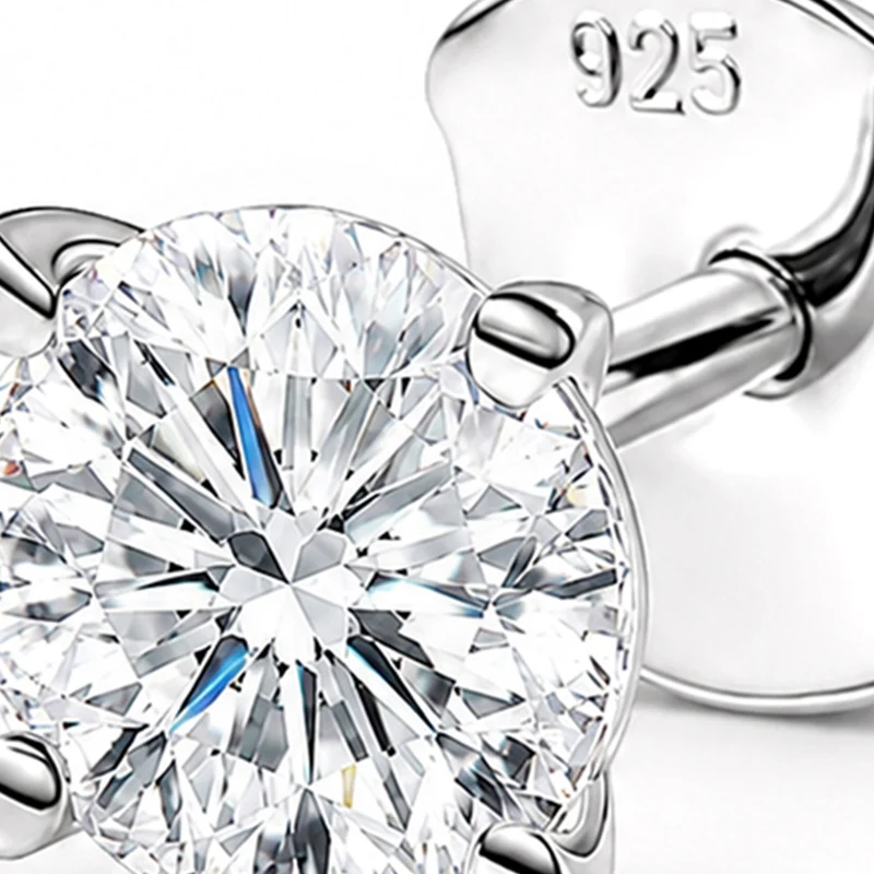D'Joy 120 Facetten Moissanit Ohrringe 925 Silber platiniert ca. 0.90 ct