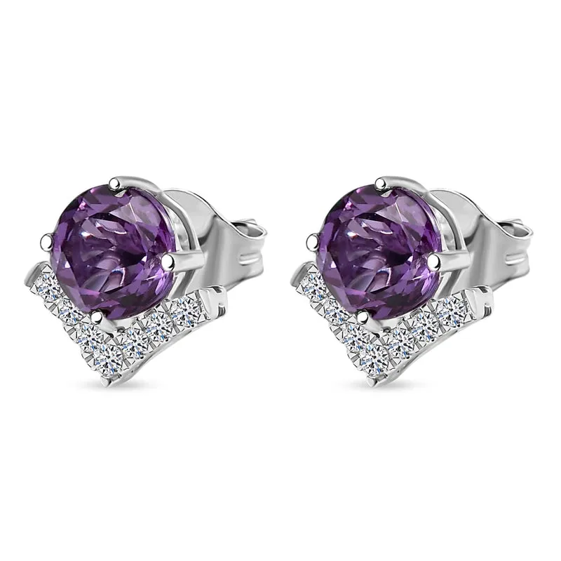 LUXURIANT(10-15 Werktage Lieferzeit) 4,20 ct. AGI zertifizierte und geprüfte AAA Labor Farbwechsel-Saphir und Labor Diamant Ohrringe in 417 Weißgold