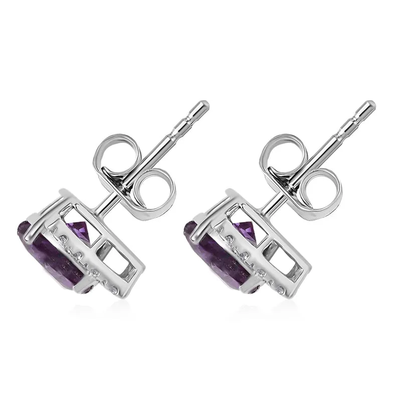 LUXURIANT(10-15 Werktage Lieferzeit) 4,20 ct. AGI zertifizierte und geprüfte AAA Labor Farbwechsel-Saphir und Labor Diamant Ohrringe in 417 Weißgold