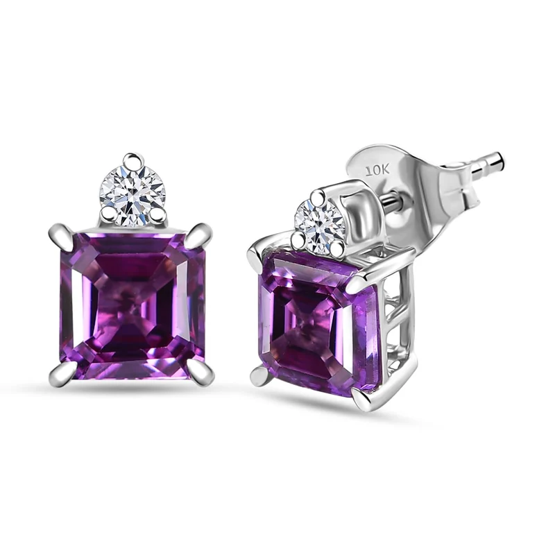 LUXURIANT(10-15 Werktage Lieferzeit) 2,64 ct. AGI zertifizierte und geprüfte AAA Labor Farbwechsel-Saphir, Labor Diamant Ohrringe in 417 Weißgold
