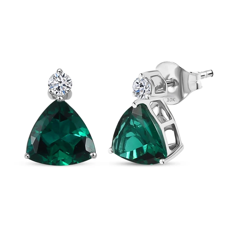 LUXURIANT(10-15 Werktage Lieferzeit) 3,42 ct. AGI zertifizierte und geprüfte AAA Labor Smaragd und Labor Diamant Ohrringe in 417 Weißgold