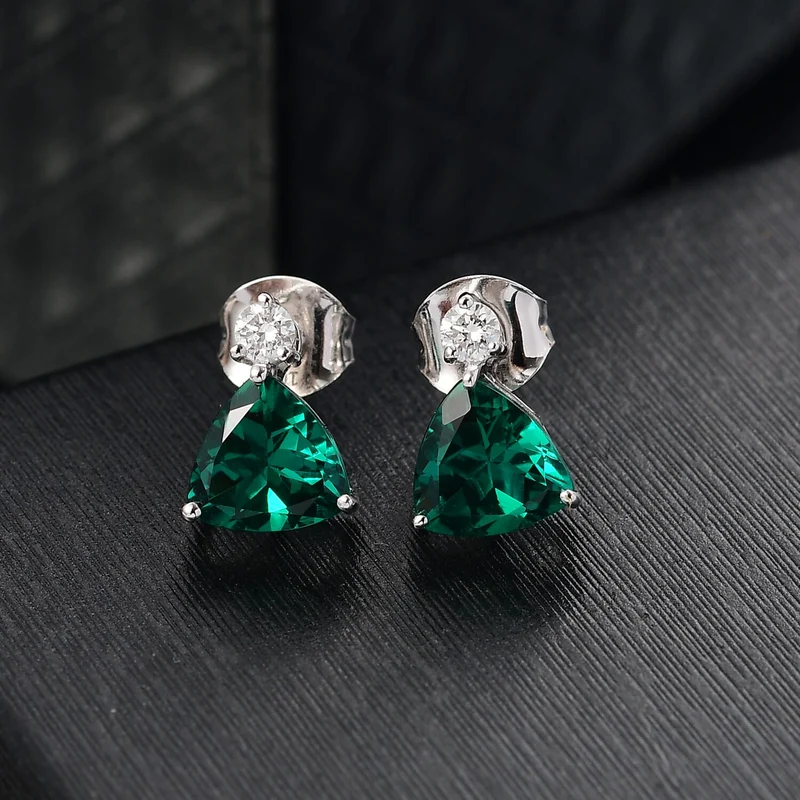 LUXURIANT(10-15 Werktage Lieferzeit) 3,42 ct. AGI zertifizierte und geprüfte AAA Labor Smaragd und Labor Diamant Ohrringe in 417 Weißgold