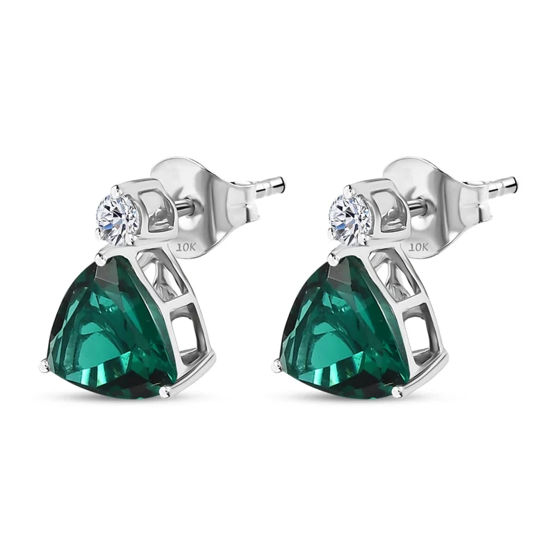 LUXURIANT(10-15 Werktage Lieferzeit) 3,42 ct. AGI zertifizierte und geprüfte AAA Labor Smaragd und Labor Diamant Ohrringe in 417 Weißgold