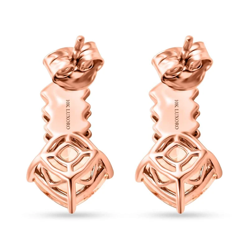 AAA Rosa Morganit, Weißer Diamant Ohrringe 417 Rosa Gold (10-15 Werktage Lieferzeit) ca. 2.70 ct