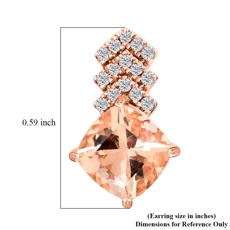 AAA Rosa Morganit, Weißer Diamant Ohrringe 417 Rosa Gold (10-15 Werktage Lieferzeit) ca. 2.70 ct