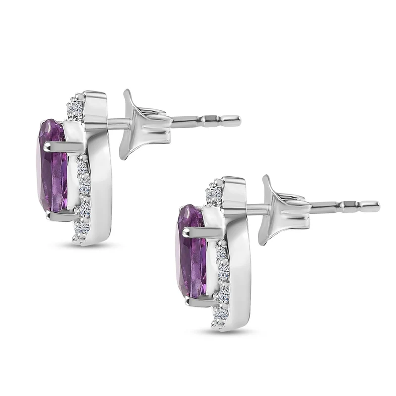LUXURIANT(10-15 Werktage Lieferzeit) 2,30 ct. AGI zertifizierte AAA Labor Farbwechsel-Saphir und Labor Diamant Ohrringe in 417 Weißgold