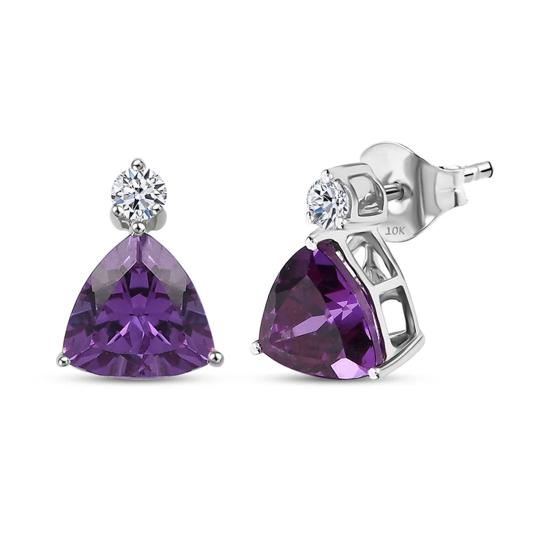 LUXURIANT(10-15 Werktage Lieferzeit) 3,33 ct. AGI zertifizierte AAA Labor Farbwechsel-Saphir und Labor Diamant Ohrringe in 417 Weißgold