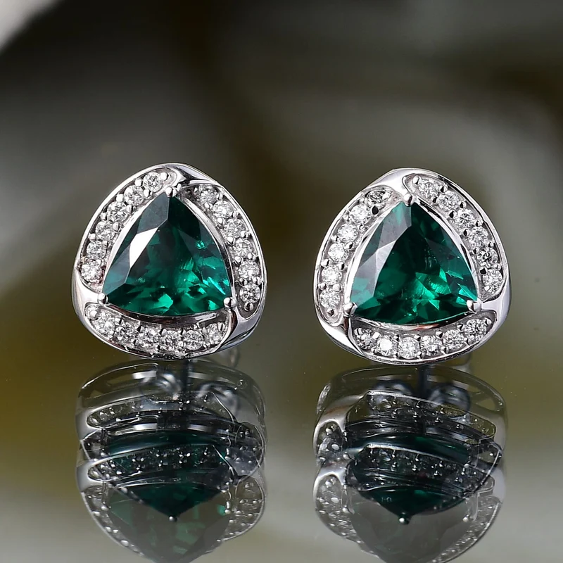 LUXURIANT(10-15 Werktage Lieferzeit) 2,54 ct. AGI zertifizierte und geprüfte AAA Labor Smaragd und Labor Diamant Ohrringe, 417 Weißgold