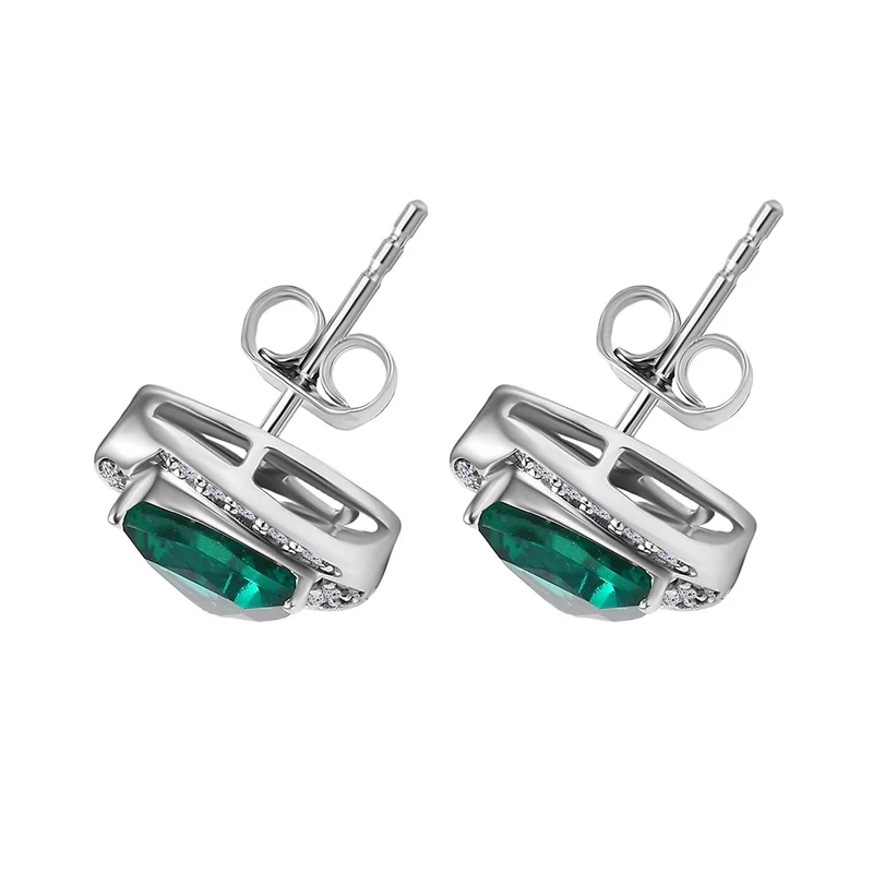 LUXURIANT(10-15 Werktage Lieferzeit) 2,54 ct. AGI zertifizierte und geprüfte AAA Labor Smaragd und Labor Diamant Ohrringe, 417 Weißgold