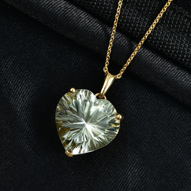 D'Joy AA Prasiolith Schmuckset ca. 50 cm 925 Silber 750 Gelbgold Vermeil ca. 10.08 ct
