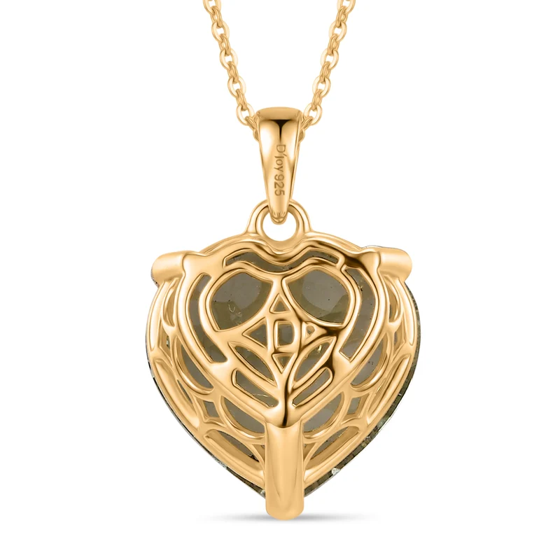 D'Joy AA Prasiolith Schmuckset ca. 50 cm 925 Silber 750 Gelbgold Vermeil ca. 10.08 ct